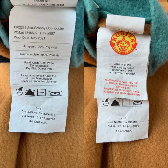 Rubie's Scooby Doo Kids Dress Up Costume Jumpsuit 3T - 4T - Picture 9 of 9